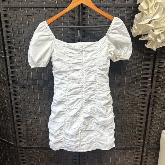 Superdown Revolve White Scratch Ruched Mini Dress Size Small - Picture 7 of 7